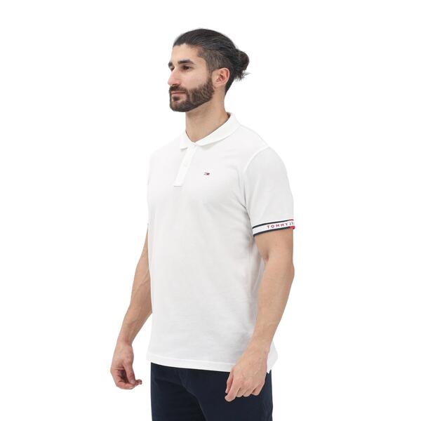 Ανδρικό Polo Tommy Jeans Slim Flag Cuff Polo Ext Ecru DM0DM21306-YBL