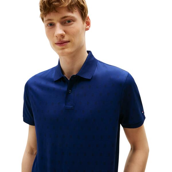 Ανδρικό Polo Tommy Hilfiger Aop Interlock Reg Polo Preppy Navy Brisk Blue MW0MW39559-0GZ