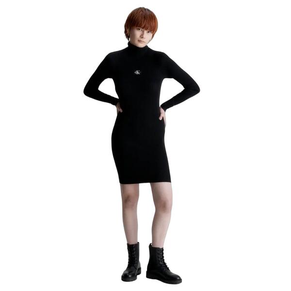 Γυναικείο Φόρεμα Calvin Klein Badge Roll Neck Sweater Dress Ck Black J20J221690-BEH