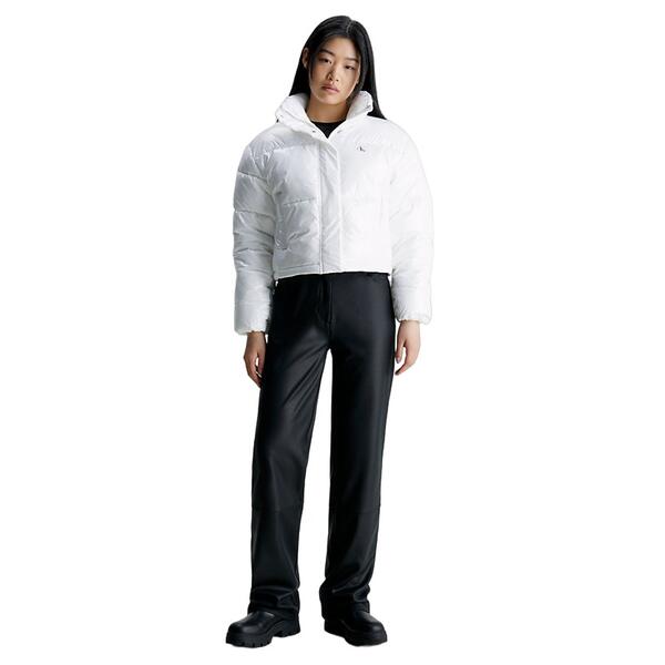 Γυναικείο Μπουφάν Calvin Klein Cropped Shiny Puffer Bright White J20J222710-YAF