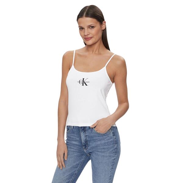 Γυναικείο T-shirt Calvin Klein Monologo Strappy Tank Top Bright White J20J223105-YAF