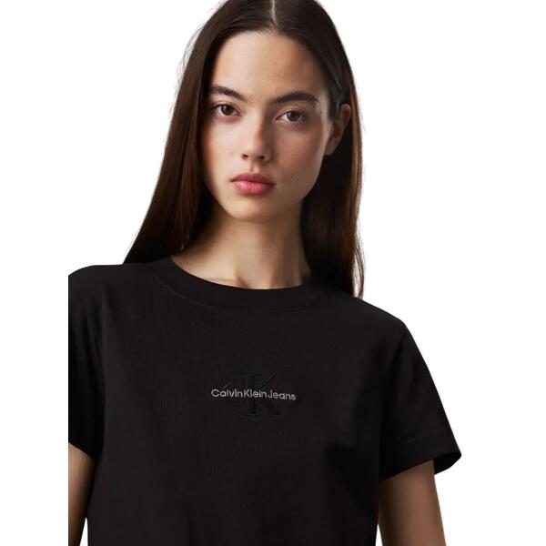 Γυναικείο T-shirt Calvin Klein Monologo Slim Black J20J223563-BEH
