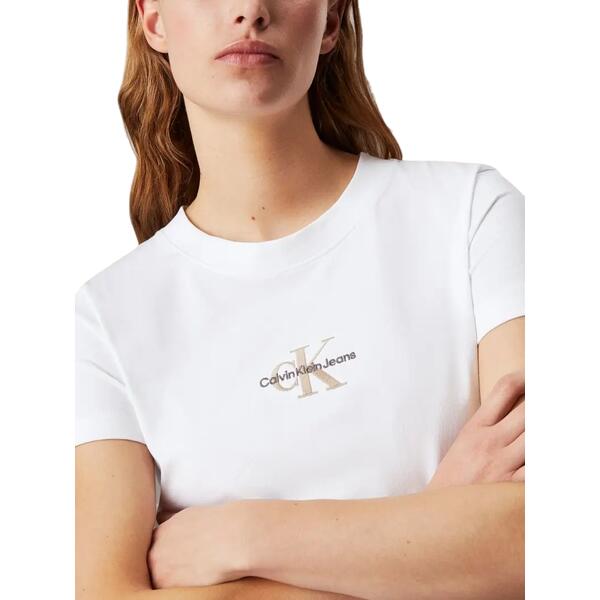 Γυναικείο T-shirt Calvin Klein Monologo Slim Bright White J20J223563-YAF
