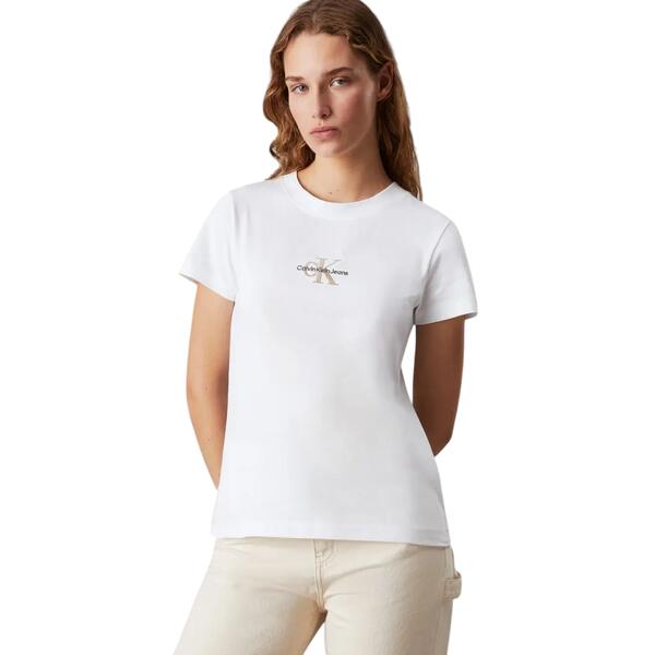 Γυναικείο T-shirt Calvin Klein Monologo Slim Bright White J20J223563-YAF