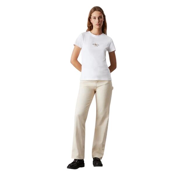 Γυναικείο T-shirt Calvin Klein Monologo Slim Bright White J20J223563-YAF