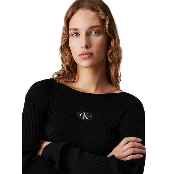 Γυναικείο Πουλόβερ Calvin Klein Woven Label Tight Ck Black J20J223611-BEH