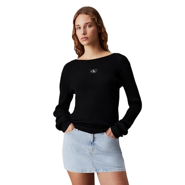 Γυναικείο Πουλόβερ Calvin Klein Woven Label Tight Ck Black J20J223611-BEH