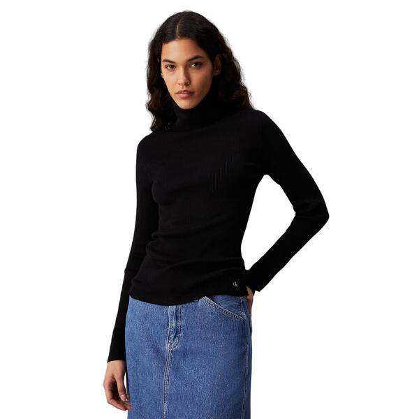 Γυναικείο Zιβάγκο Calvin Klein Woven Label Roll Neck Sweater Black J20J224225-BEH