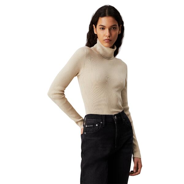 Γυναικείο Zιβάγκο Calvin Klein Woven Label Roll Neck Sweater Pelican J20J224225-PD7