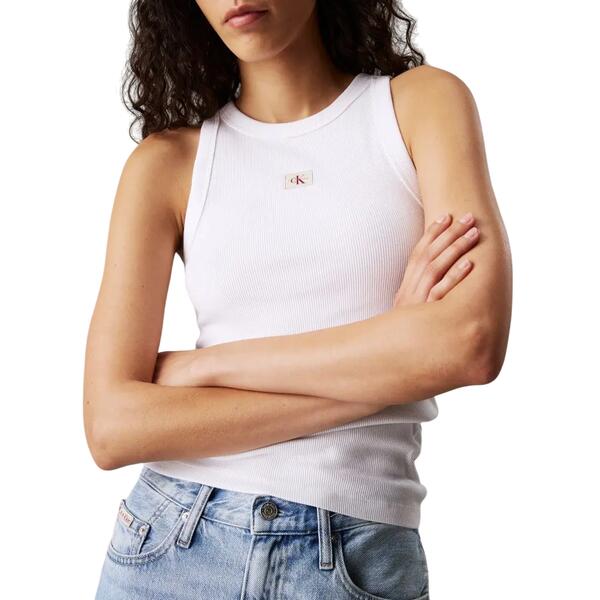 Γυναικείο Top Calvin Klein Woven Label Rib Brilliant White J20J225302-YAA
