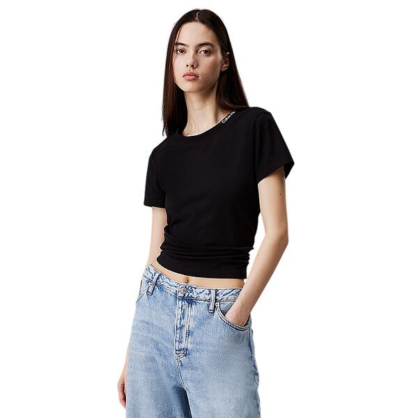 Γυναικείο T-shirt Calvin Klein Logo Elastic Black J20J225540-BEH