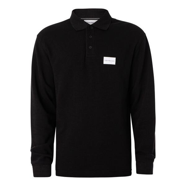 Ανδρική Μπλούζα Calvin Klein Shrunken Badge Waffle Ls Polo Ck Black J30J322448-BEH
