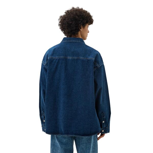 Ανδρικό Πουκάμισο Calvin Klein Oversized Linear Shirt Denim Dark J30J324579-1BJ