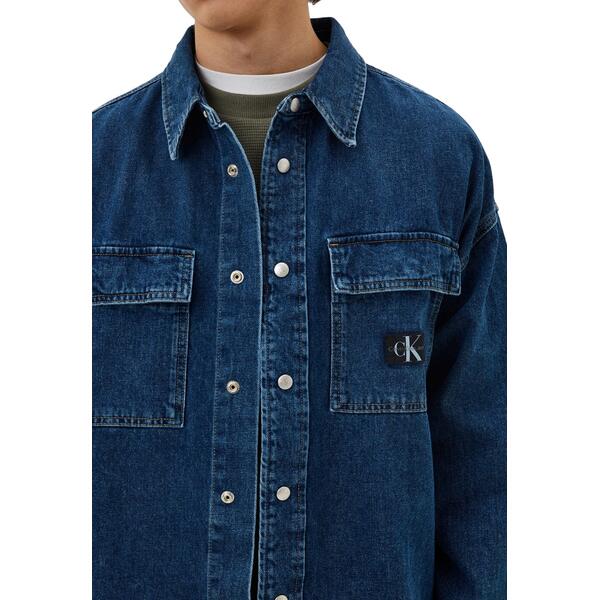 Ανδρικό Πουκάμισο Calvin Klein Oversized Linear Shirt Denim Dark J30J324579-1BJ