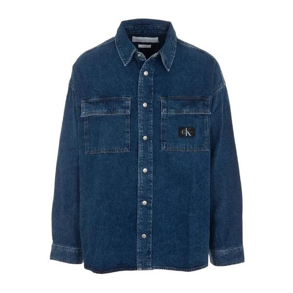 Ανδρικό Πουκάμισο Calvin Klein Oversized Linear Shirt Denim Dark J30J324579-1BJ