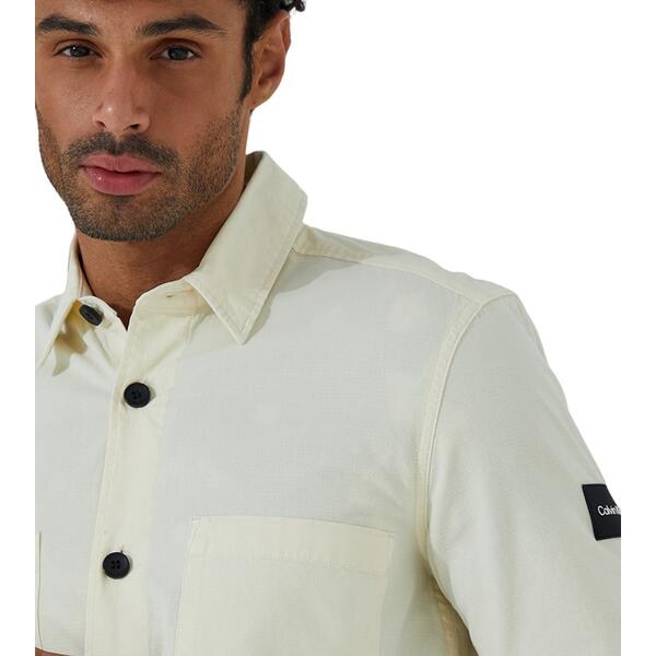Ανδρικό Πουκάμισο Calvin Klein Rip Stop Overshirt Egret K10K108155-YAH