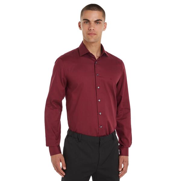 Ανδρικό Πουκάμισο Calvin Klein Twill Easy Care Fitted Shirt Tawny Port K10K108427-XUU