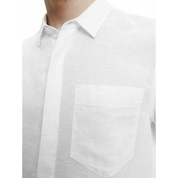 Ανδρικό Πουκάμισο Calvin Klein Cotton Linen Chest Pocket Bright White K10K108664-YAF