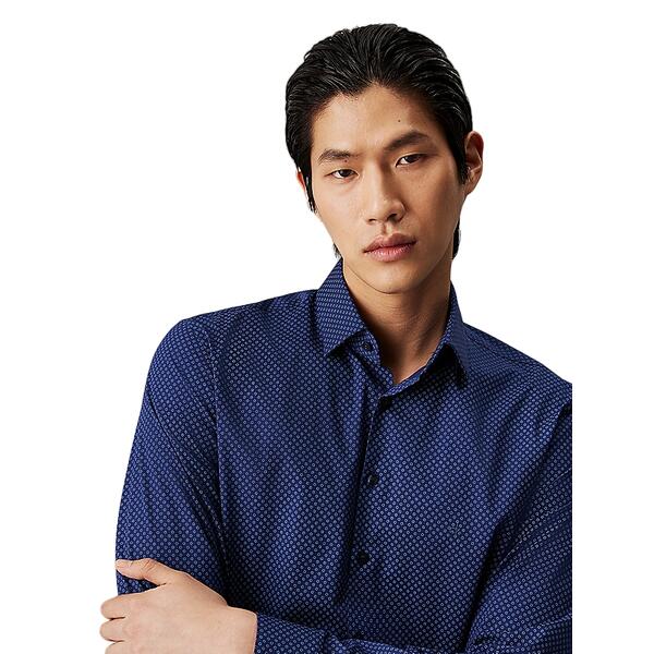 Αντρικό Πουκάμισο Calvin Klein Poplin Business Print Slim Medieval Blue K10K113536-CG7