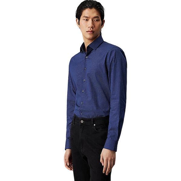 Αντρικό Πουκάμισο Calvin Klein Poplin Business Print Slim Medieval Blue K10K113536-CG7
