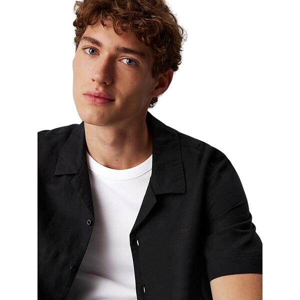 Ανδρικό Πουκάμισο Calvin Klein Linen Cotton Cuban Ss Shirt Black K10K114197-BEH