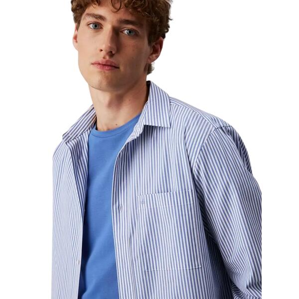 Ανδρικό Πουκάμισο Calvin Klein Poplin Stripe Ls White Dutch Blue Stripe K10K114445-0BA