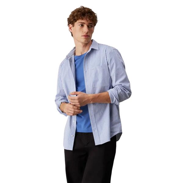 Ανδρικό Πουκάμισο Calvin Klein Poplin Stripe Ls White Dutch Blue Stripe K10K114445-0BA
