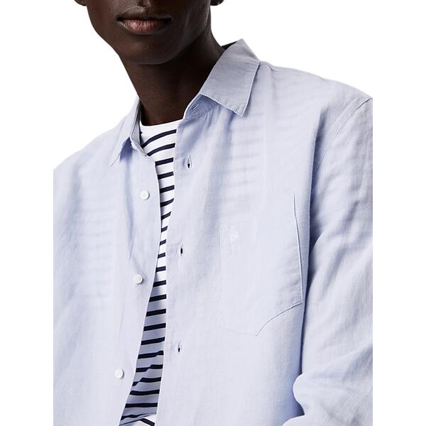 Ανδρικό Πουκάμισο Calvin Klein Linen Cotton Regular L s Shirt Zen Blue K10K114488-DWE