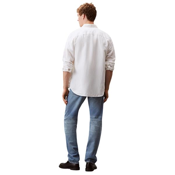 Ανδρικό Πουκάμισο Calvin Klein Linen Cotton Regular L s Shirt Brilliant White K10K114488-YAA