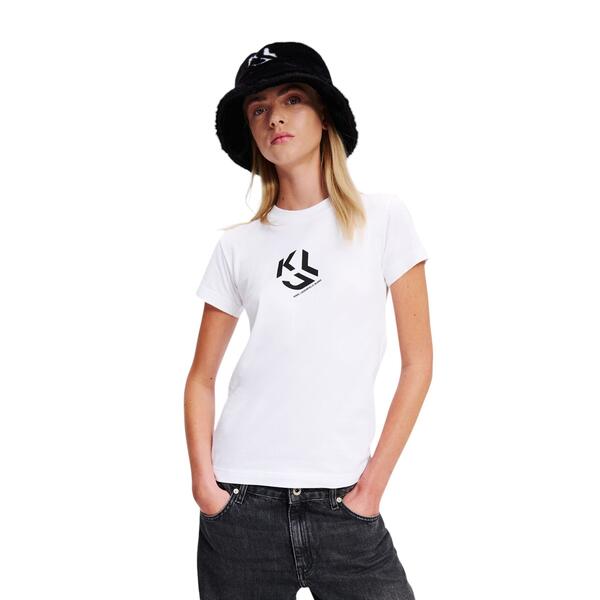 Γυναικείο T-shirt Karl Lagerfeld Slim Fit Monogram Tee White 246J1711-J109