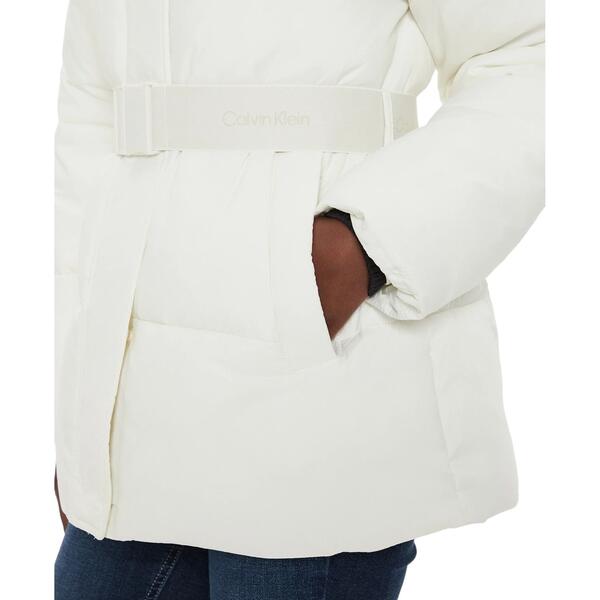 Γυναικείο Μπουφάν Calvin Klein Logo Belt Short Puffer Ivory J20J224107-YBI