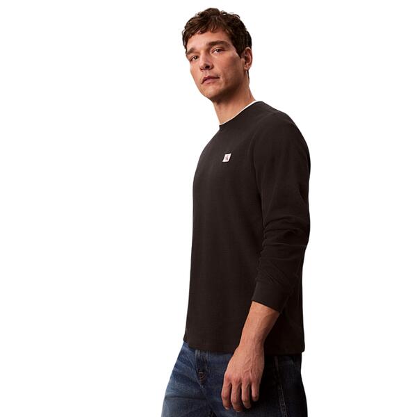 Ανδρική Μπλούζα Calvin Klein Ls Waffle Badge Crewnk Tee Black LV040EM217-UB1