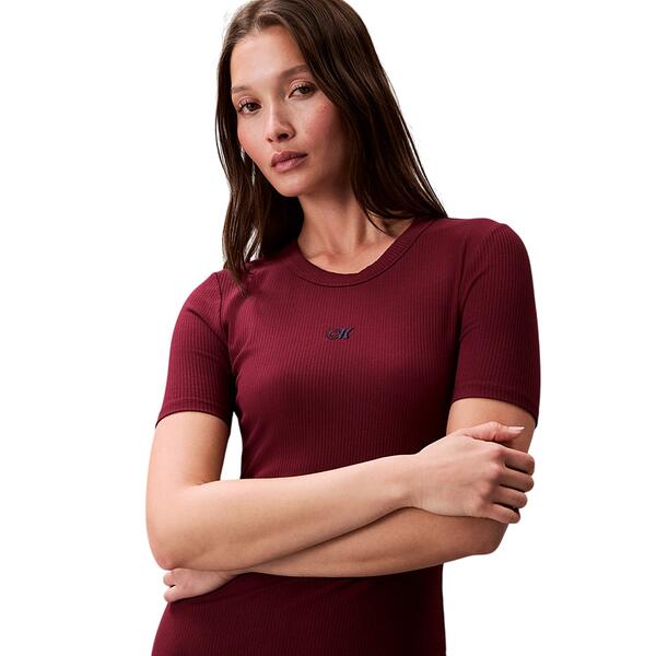 Γυναικείο Φόρεμα Calvin Klein Jeans A Modal Rib Ss Dress Deep Rouge LV044C902G-VLP