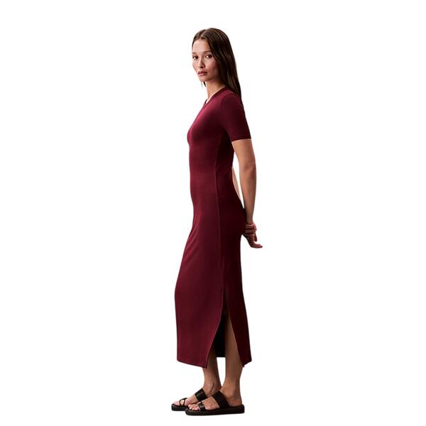 Γυναικείο Φόρεμα Calvin Klein Jeans A Modal Rib Ss Dress Deep Rouge LV044C902G-VLP