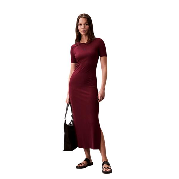 Γυναικείο Φόρεμα Calvin Klein Jeans A Modal Rib Ss Dress Deep Rouge LV044C902G-VLP
