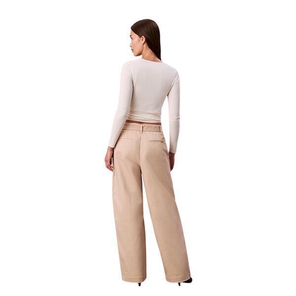Γυναικείο Παντελόνι Calvin Klein Cotton Twill Belted Trouser Charming Khaki LV044D639G-0XG