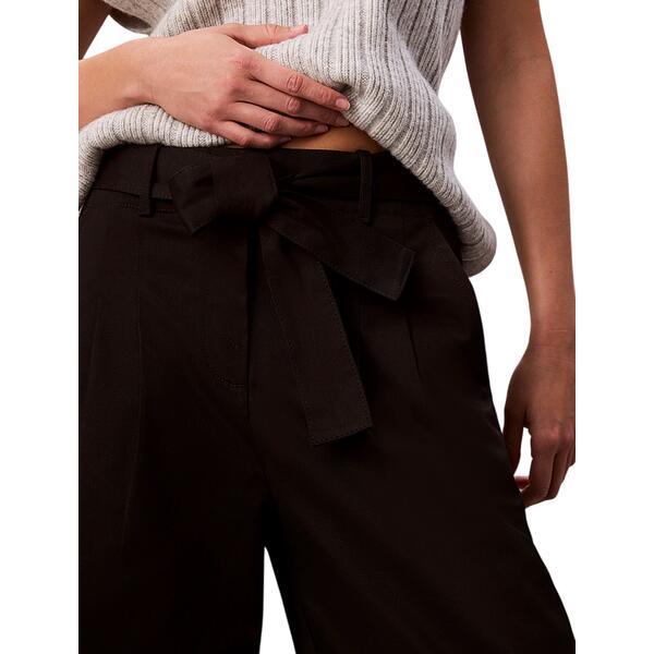 Γυναικείο Παντελόνι Calvin Klein Cotton Twill Belted Trouser Black LV044D639G-UB1