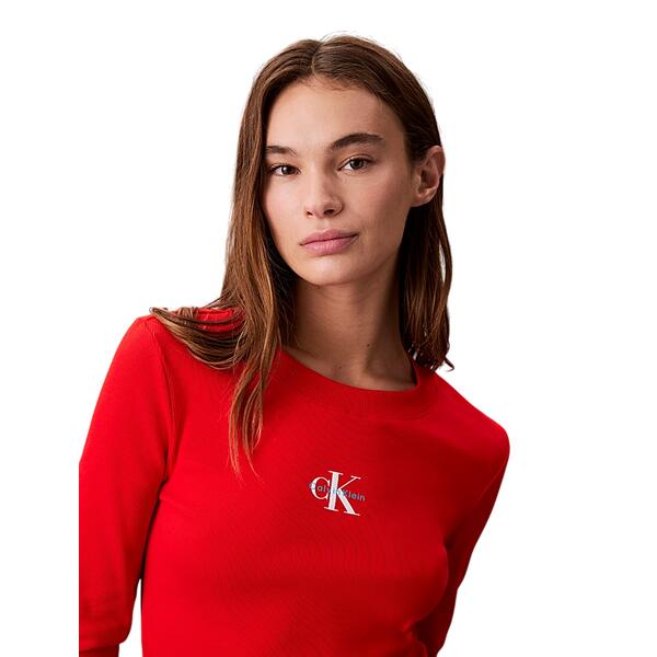 Γυναικεία Μπλούζα Calvin Klein A-Ls Monogram Baby Tee Fiery Red LV047A803G-BJ8