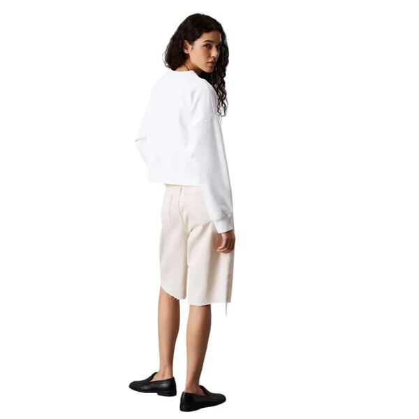 Γυναικείο Φούτερ Calvin Klein Ls Monologo French Terry Rlxd Cn Brilliant White LV047B234G-YAA
