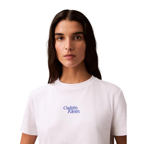 Γυναικείο T-Shirt Calvin Klein Ss Flocked Logo Cn Tee Brilliant White LV047B851G-YAA