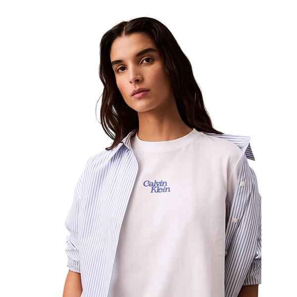Γυναικείο T-Shirt Calvin Klein Ss Flocked Logo Cn Tee Brilliant White LV047B851G-YAA