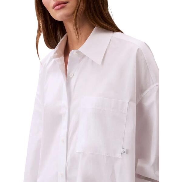 Γυναικείο Φόρεμα Calvin Klein Cotton Oversized Mini Shirtdress Brilliant White LV047C022G-YAA