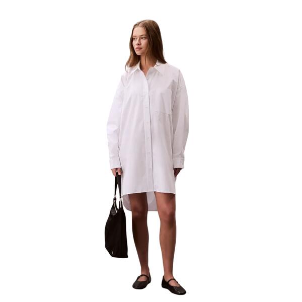 Γυναικείο Φόρεμα Calvin Klein Cotton Oversized Mini Shirtdress Brilliant White LV047C022G-YAA