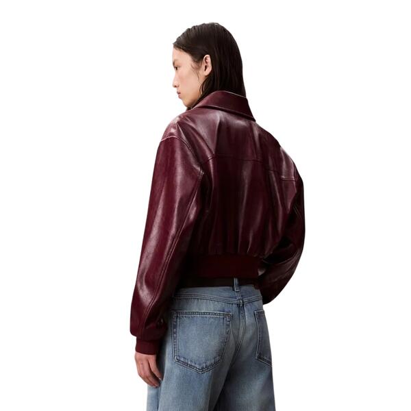 Γυναικείο Μπουφάν Calvin Klein A-Crppd Crnkl Fx Lth Deep Rouge LV047C518G-VLP