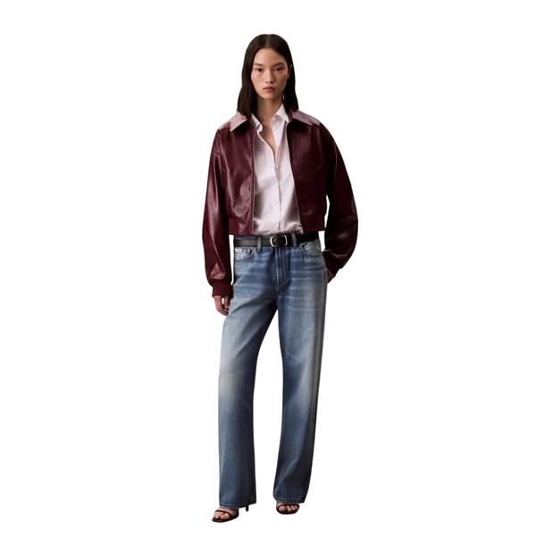 Γυναικείο Μπουφάν Calvin Klein A-Crppd Crnkl Fx Lth Deep Rouge LV047C518G-VLP