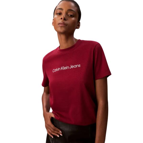 Γυναικείο T-Shirt Calvin Klein A- Inst Logo Classic Tee Ss Magenta Jewel LV047C912G-WFK