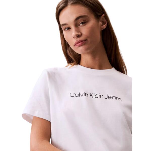 Γυναικείο T-Shirt Calvin Klein A- Inst Logo Classic Tee Ss Brilliant White LV047C912G-YAA