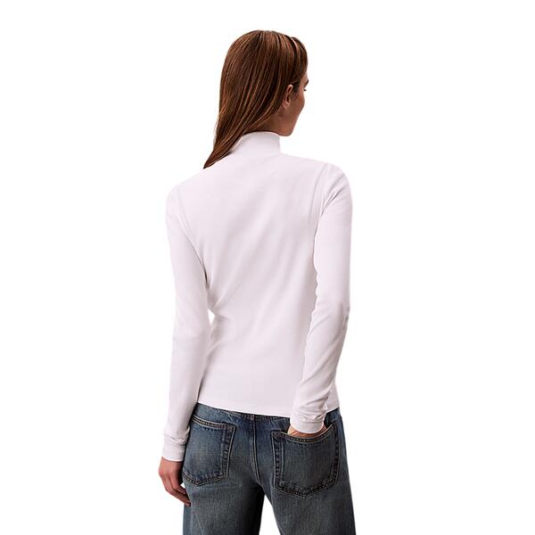 Γυναικεία Μπλούζα Calvin Klein Ls Woven Label Turtleneck Brilliant White LV047D203G-YAA