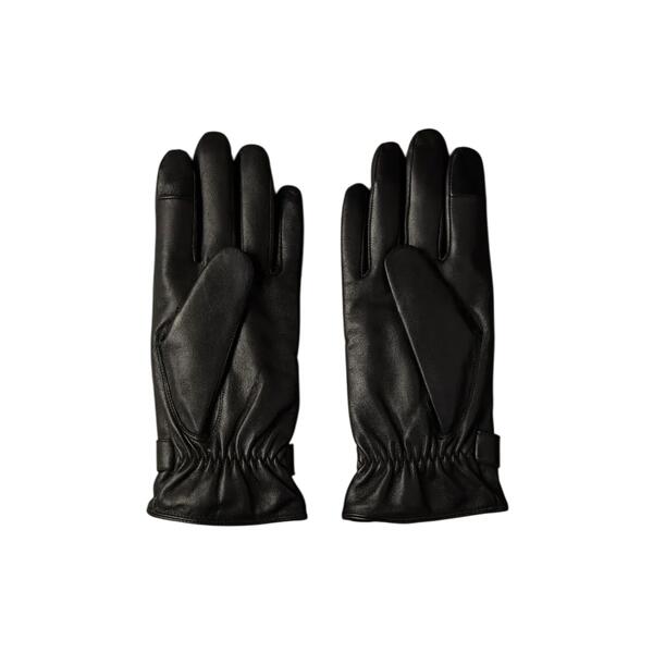 Ανδρικά Γάντια Calvin Klein Logo Strap Smooth Leather Gloves Black LV04D8035G-UB1