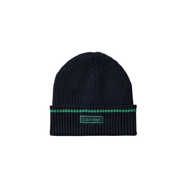 Ανδρικός Σκούφος Calvin Klein Patch Rib Cotton Tipping Beanie Dark Sapphire/Verdant Green